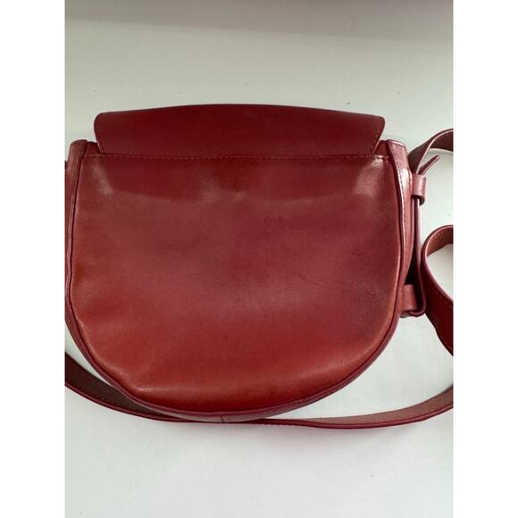 Skagen Lobelle Leather Saddle Crossbody Fold Over Purse Bag Burgundy Red - Picture 4 of 8
